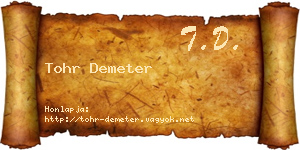 Tohr Demeter névjegykártya